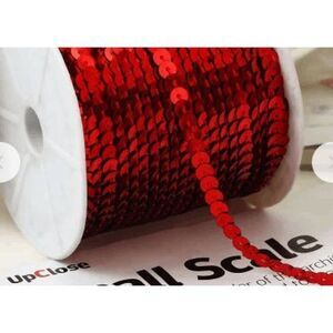 1 Roll of Shiny Red Sequin Trim 100 Yards 6mm - Brand New